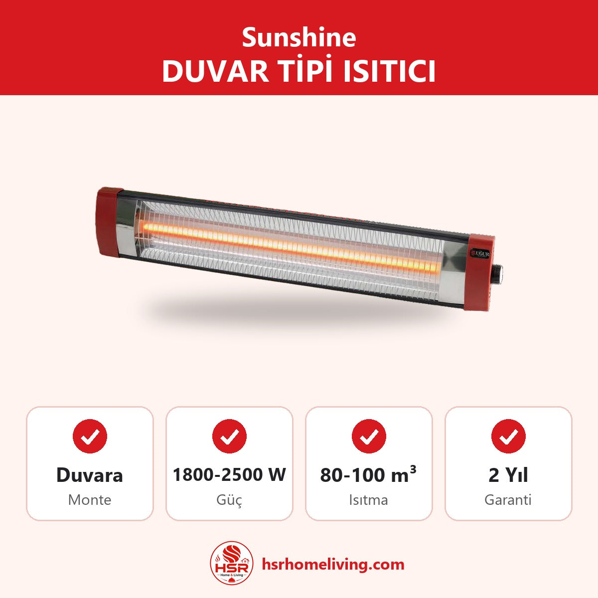 Sunshine Duvar Tipi Isıtıcı - HSR Home Living