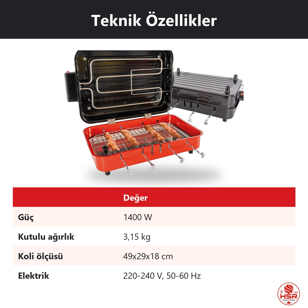 Elektrikli Izgara Krom Rezistanslı - HSR Home Living