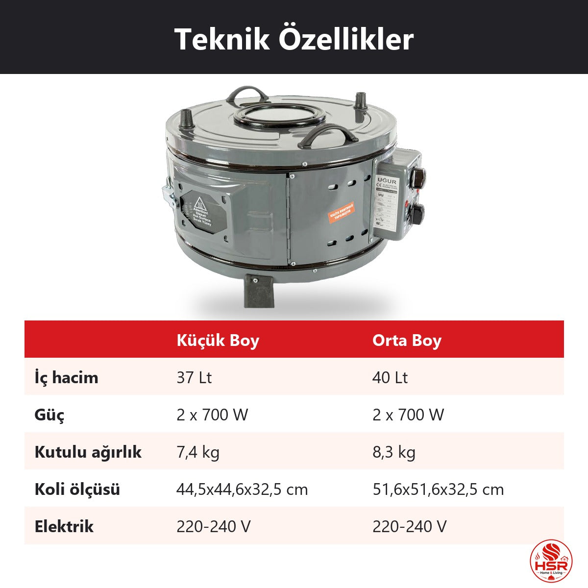 Dönerli Termostatlı Yuvarlak Fırın - HSR Home Living